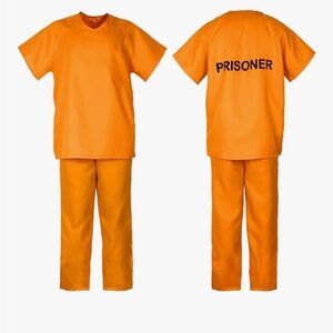 Orange Unisex Adult Prisoner Costume 2 pieces, Size Medium